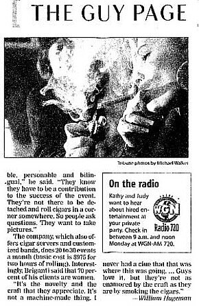 Chicago Tribune article on cigar roller events from cigarcatering.com